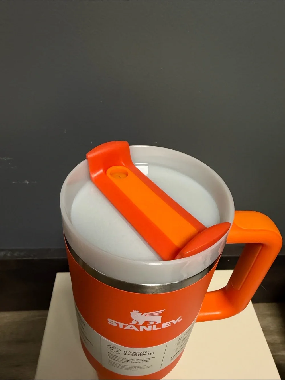 Stanley Orange Travel Tumbler with White Lid Accent